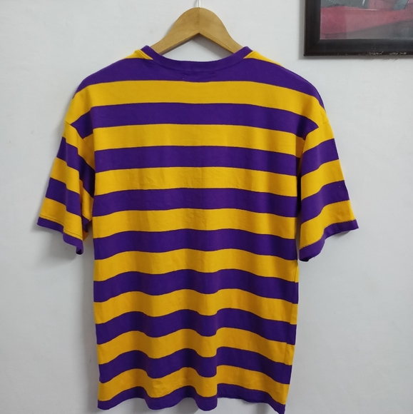 BOLD MUSTARD & PURPLE COLOUR STRIPES TSHIRT FOR MEN'S AND WOMEN'S - Picture 4 of 5